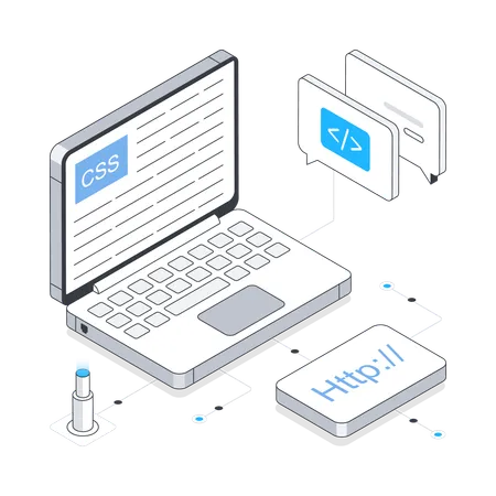 Codificación en computadora portátil  Ilustración