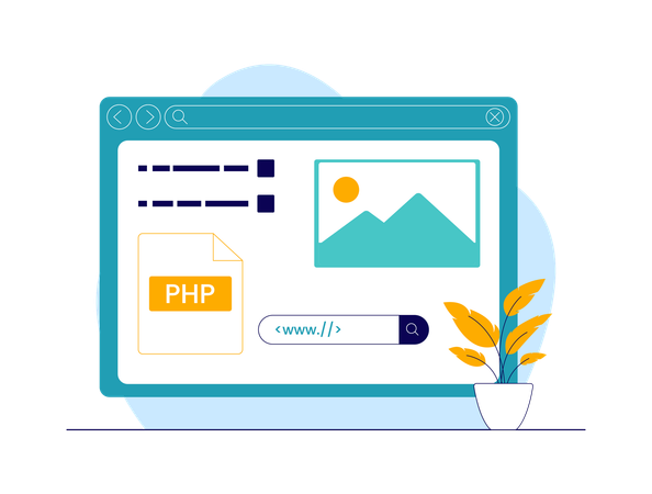 Codificación PHP para el desarrollo de sitios web  Ilustración