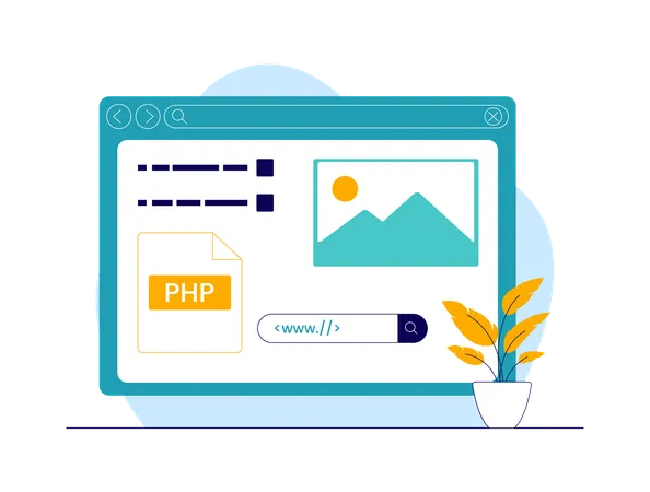 Codificación PHP para el desarrollo de sitios web  Ilustración