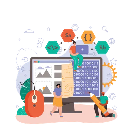 Sitio web en desarrollo de codificador.  Ilustración