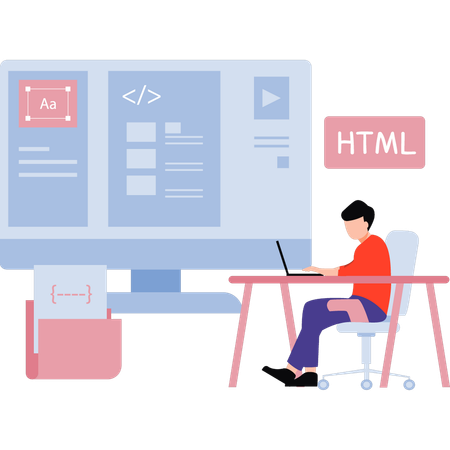 Coder está escrevendo código HTML  Ilustração