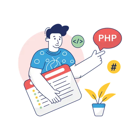 Coder está escrevendo codificação PHP  Ilustração