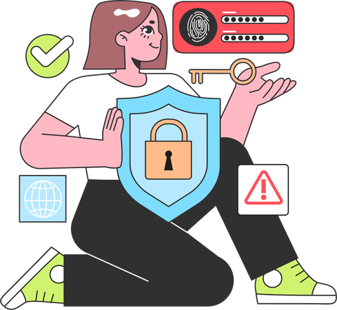 Coder trabaja en seguridad web  Ilustración