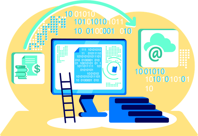 Processando código binário  Ilustração