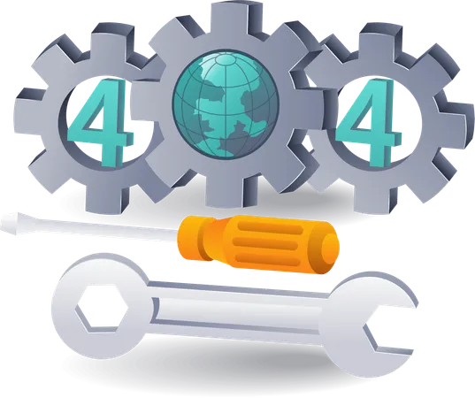 Proceso de resolución del código de error 404 en tecnología de Internet  Ilustración