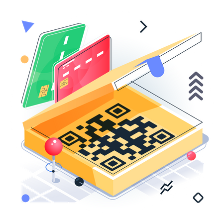 Pago en línea con código QR  Ilustración