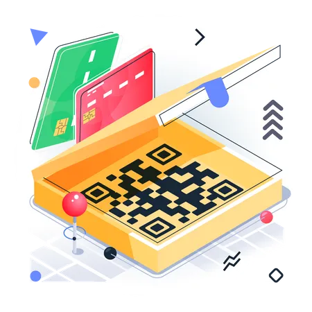 Pago en línea con código QR  Ilustración