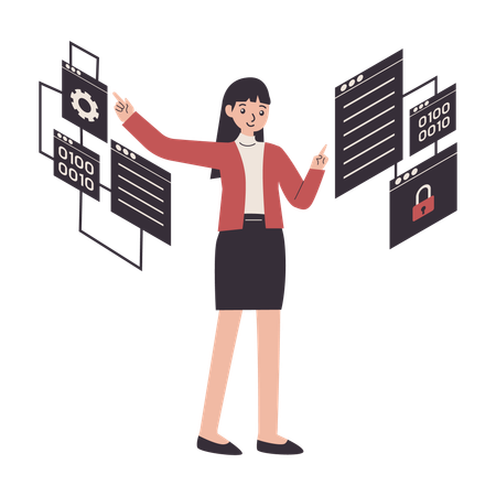 Coding Enthusiast works on application  Illustration