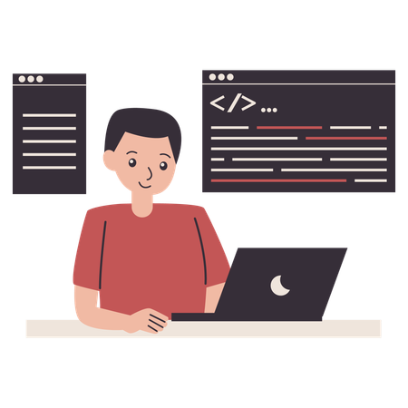 Coding Expert works on programming  Illustration