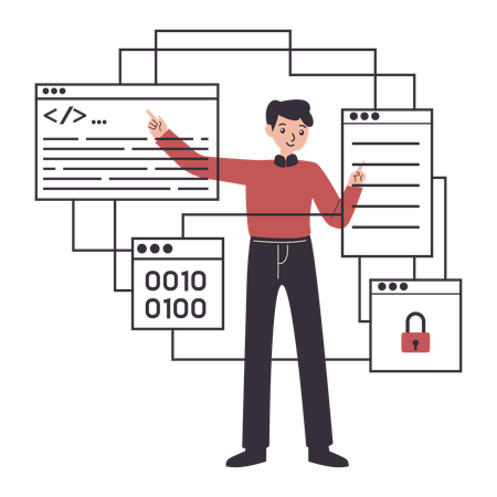 Coding Specialist tests software code  Illustration