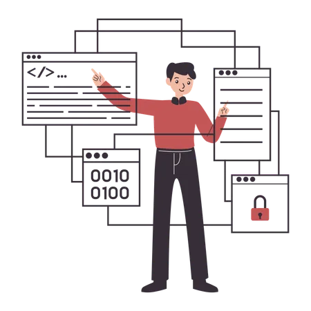 Coding Specialist tests software code  Illustration