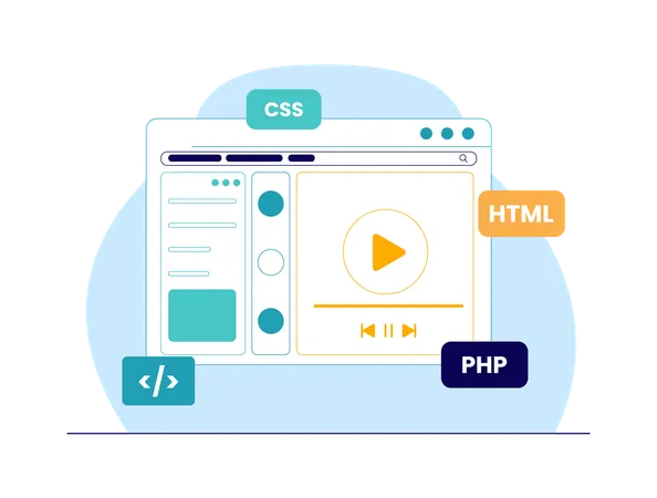 Coding video on website  Illustration