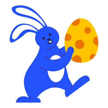 Coelhinho da Páscoa abraçando um ovo  Ilustração