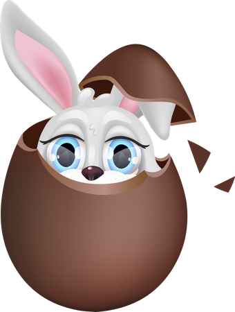 Coelhinho fofo sentado em ovo de chocolate Ilustração
