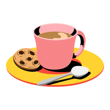 Delight In The Sweet Pairing Of Warm Cookies And A Cup Of Coffee A Comforting Way To Start Your Morning Or Enjoy A Mid Morning Break Illustration