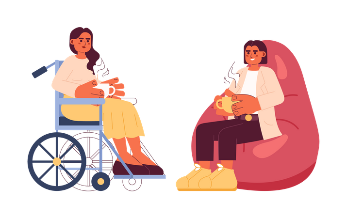 Coffee break at work cartoon flat illustration Illustration