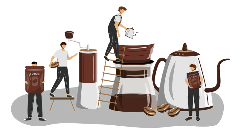 Coffee brewing methods  Illustration