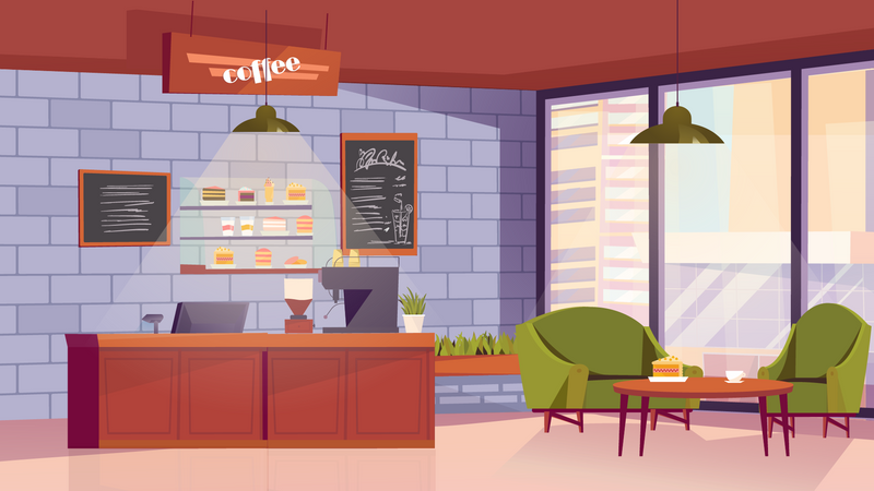 Coffee cafe interior Illustration