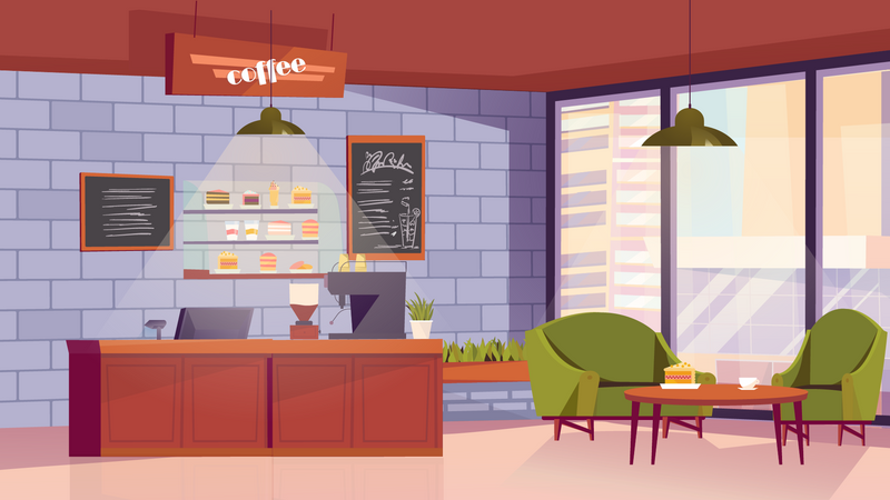 Coffee cafe interior  Illustration