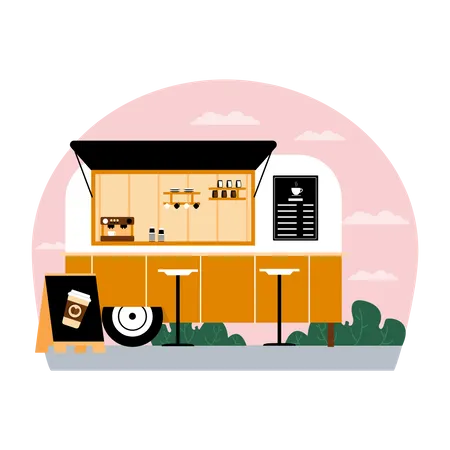 Coffee cart truck  Illustration