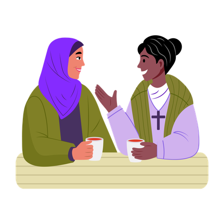 Coffee chat between friends  Illustration