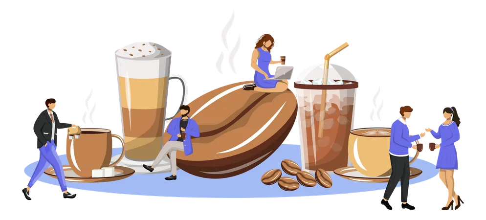 Coffee Culture Flat Concept Vector Illustration Woman And Man Talking Over Drinks Corporate Employees On Break 2 D Cartoon Characters For Web Design Meeting For Coffee Creative Idea Illustration