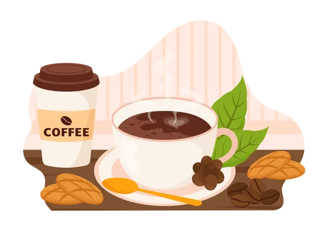 International Coffee Day Vector Illustration On 1st October With Scented Drink And Brown Background In Flat Cartoon Hand Drawn Templates Illustration