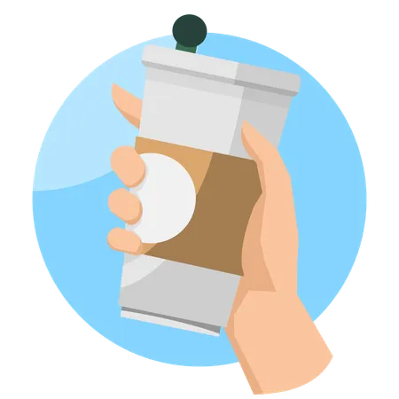 Coffee Cup Delivery Hand Icon Lunch Linear Style Sign For Mobile Concept And Web Design Take Coffee Simple Line Vector Illustration Graphics 일러스트레이션