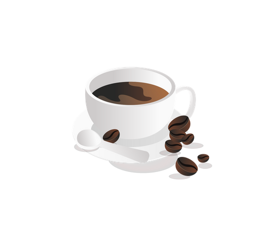 Coffee cup with coffee beans  Illustration