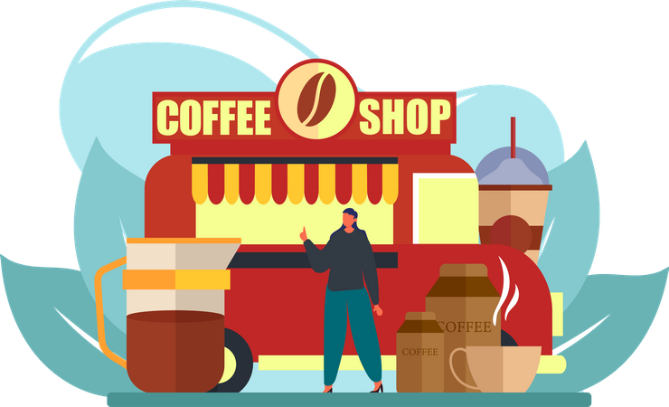 Coffee Food Truck  Illustration