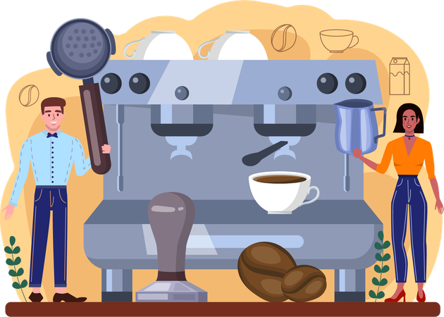 Coffee machine online service  Illustration