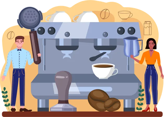 Coffee machine online service  Illustration