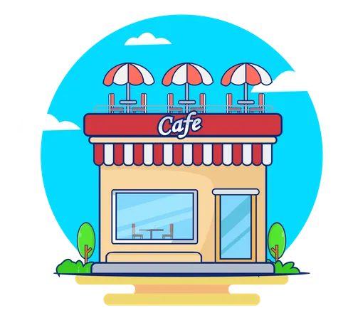Street Cafe Building Vector Illustration Coffee Shop Illustration Street Restaurant Illustration