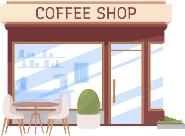 Coffee Shop Semi Flat Color Vector Object Editable Figure Full Sized Item On White Cozy Cafe Simple Cartoon Style Illustration For Web Graphic Design And Animation Recursive Font Used Illustration