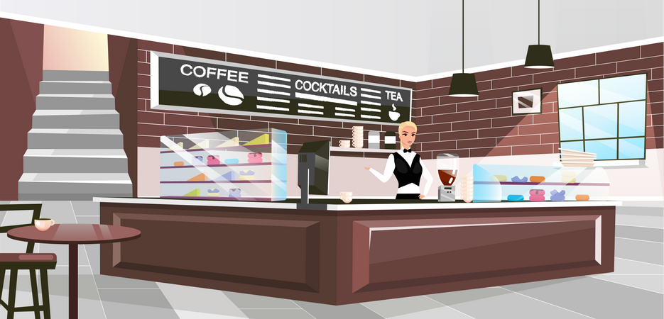 Coffee shop interior Illustration