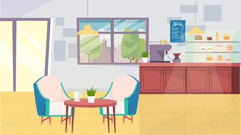 Coffee shop interior Illustration