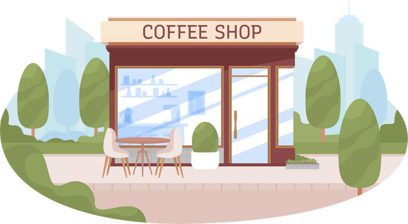 Coffee shop kiosk with empty table Illustration