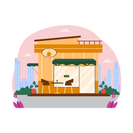 Coffee shop outside sitting arrangement  Illustration