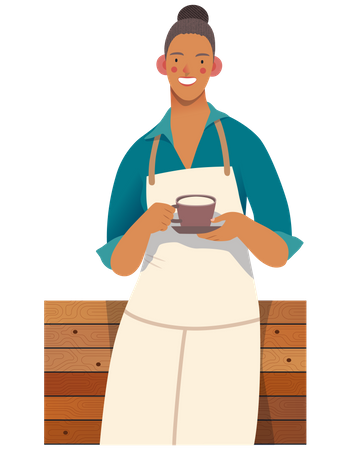 Coffee Shop Owner holding coffee cup  Illustration