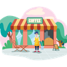 coffee shop owner illustration free download