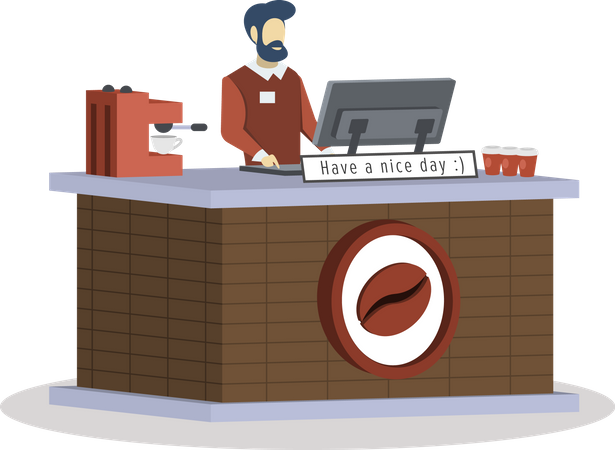 Coffee shop salesman  Illustration
