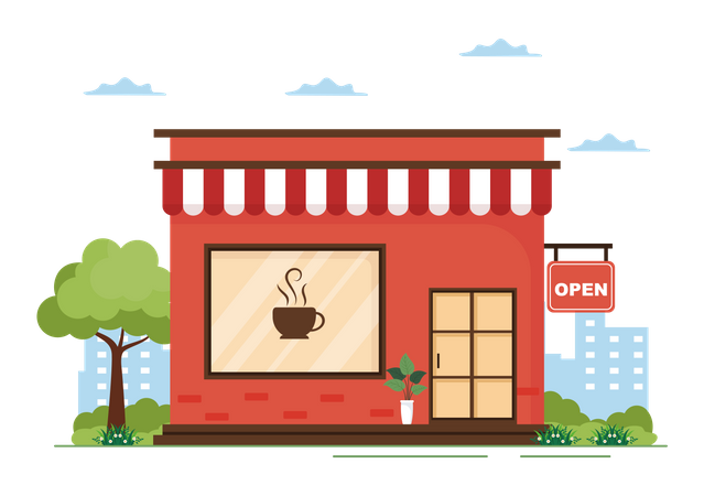 Coffee store exterior  Illustration