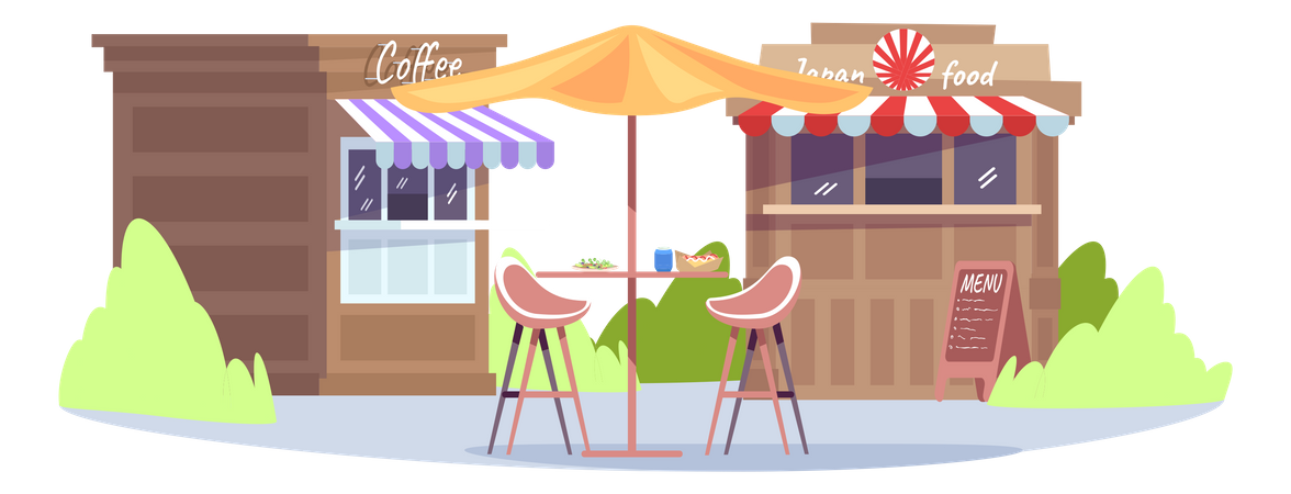 Coffee store with seats  Illustration