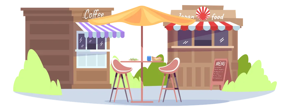 Coffee store with seats  Illustration