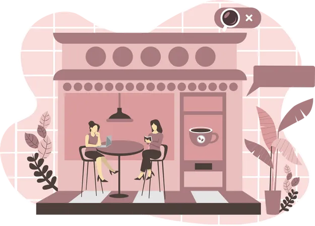 Cafe Flat Design Illustration