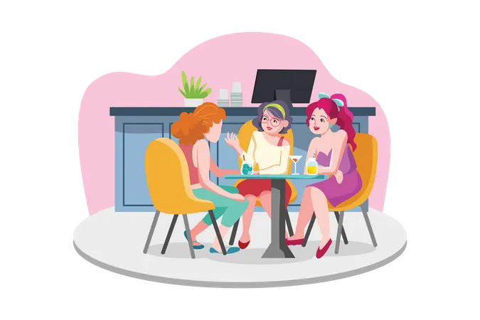 Coffee with friends on tables  Illustration