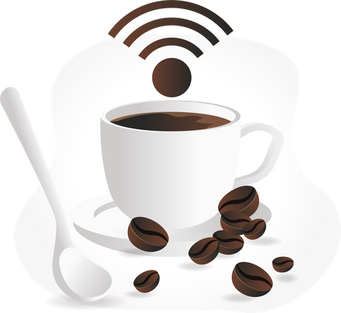 Coffee with wifi signal  Illustration