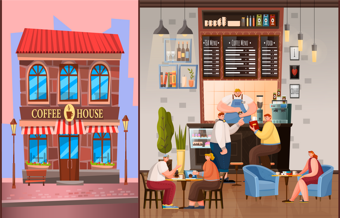 Coffeehouse Building  イラスト
