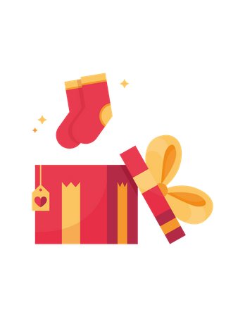 Coffret cadeau et chaussettes  Illustration