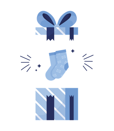 Coffret cadeau et chaussettes  Illustration